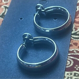 Coro Silver Hoop Screw Back Earrings